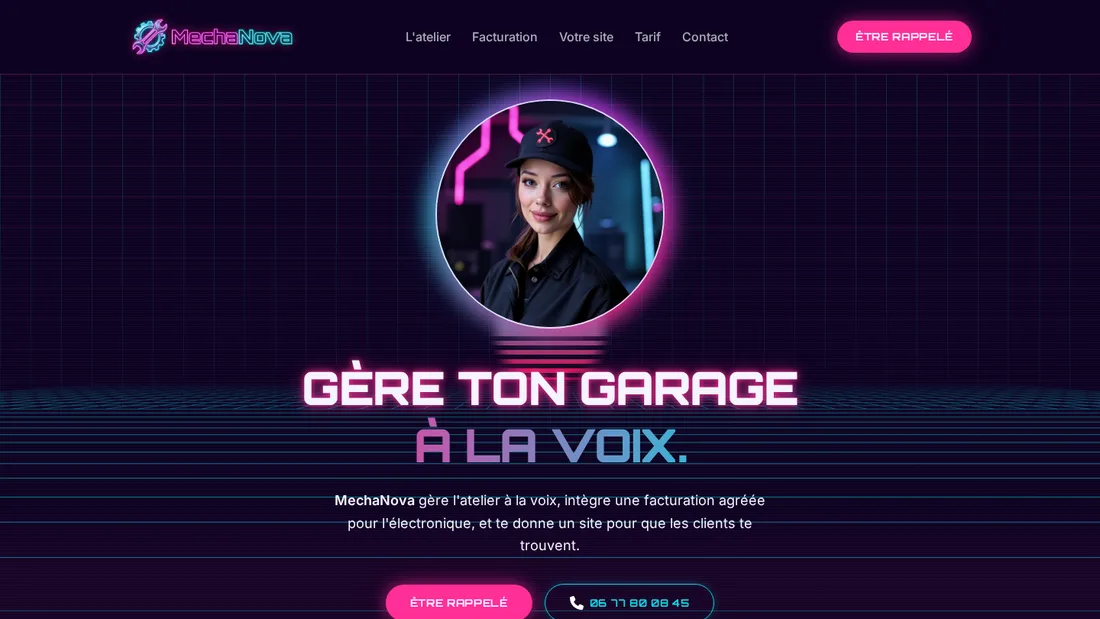 Page d'accueil du site de MechaNova