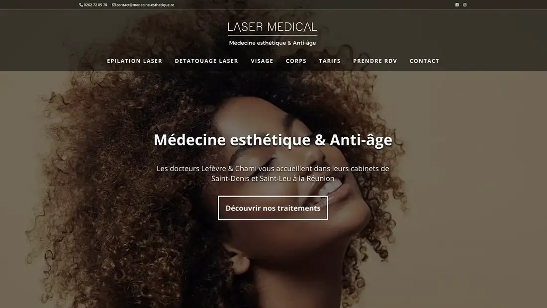 Page d'accueil du site Laser Medical